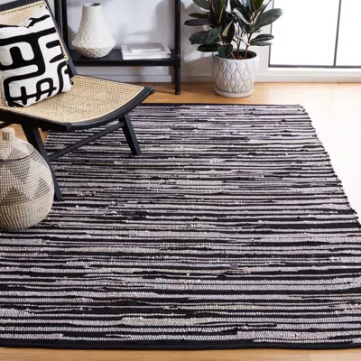 Safavieh Rag Rug Hand Made Area Rug, Black / Multi Bohemian Style Non-shedding