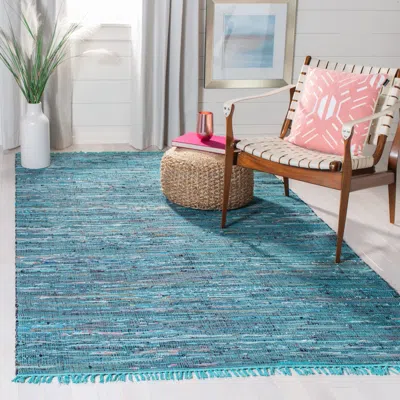Safavieh Rag Rug Hand Made Area Rug, Blue / Multi Bohemian Style Non-shedding