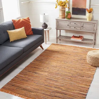 Safavieh Rag Rug Hand Made Area Rug, Gold / Multi Bohemian Style Non-shedding In Brown
