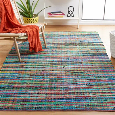 Safavieh Rag Rug Hand Made Area Rug, Green / Multi Bohemian Style Non-shedding