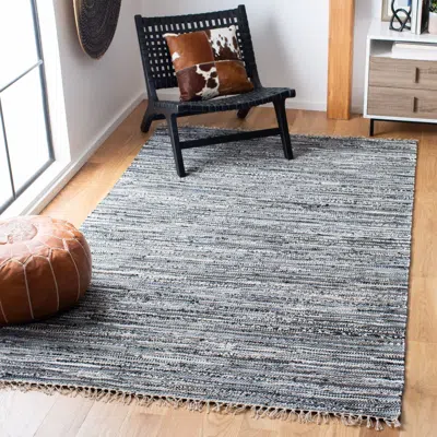 Safavieh Rag Rug Hand Made Area Rug, Grey Bohemian Style Non-shedding In Blue