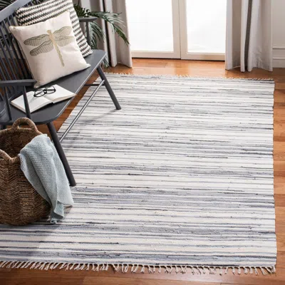 Safavieh Rag Rug Hand Made Area Rug, Ivory / Grey Contemporary Style Non-shedding In Neutral
