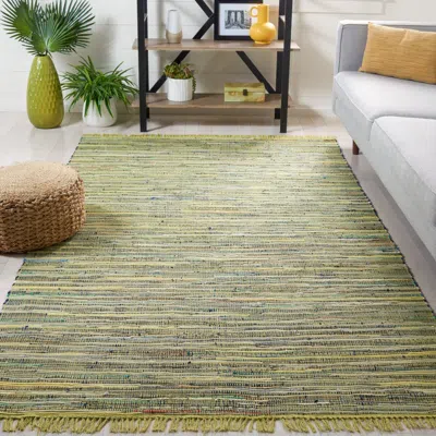 Safavieh Rag Rug Hand Made Area Rug, Light Green / Multi Bohemian Style Non-shedding