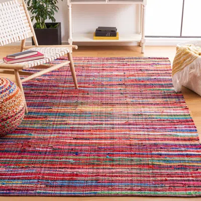 Safavieh Rag Rug Hand Made Area Rug, Red / Multi Bohemian Style Non-shedding
