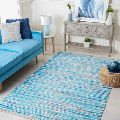 Safavieh Rag Rug Hand Made Area Rug, Turquoise / Multi Bohemian Style Non-shedding In Blue