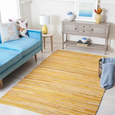 Safavieh Rag Rug Hand Made Area Rug, Yellow / Multi Bohemian Style Non-shedding In Brown