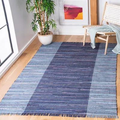 Safavieh Rag Rug Machine Made Area Rug, Navy / Blue Bohemian Style Easy Care