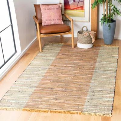 Safavieh Rag Rug Machine Made Area Rug, Rust / Gold Bohemian Style Easy Care In Multi