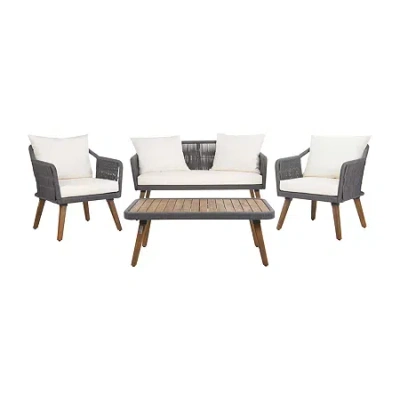 Safavieh Raldin Patio Collection 4-pc. Conversation Set Weather Resistant In Sand
