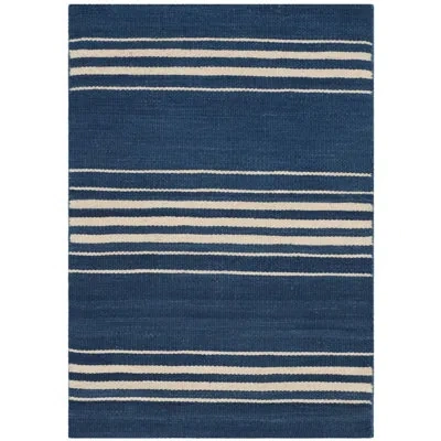Safavieh Ralph Lauren Bluff Point Stripe Wool Striped Rug In Pacific