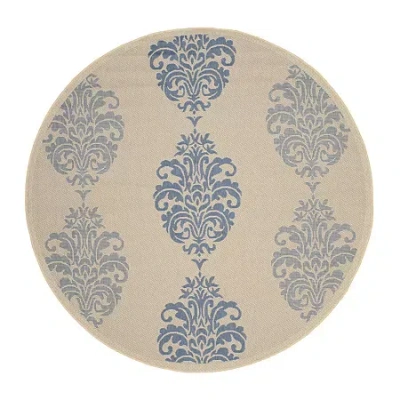 Safavieh Ray Floral Floral Indoor Outdoor Round Area Rug In Blue