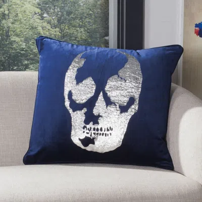 Safavieh Rayen Skull Pillow In Blue