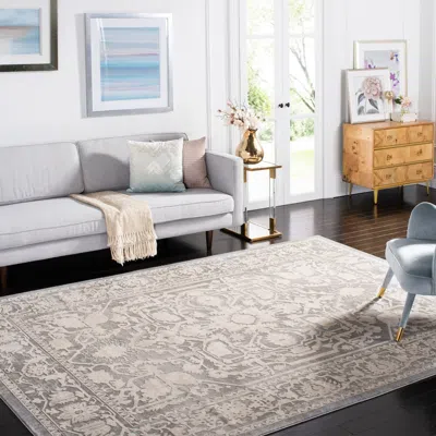 Safavieh Reflection Machine Made Area Rug, Dark Grey / Cream Traditional Style Easy Care In Gray