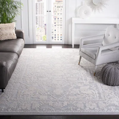 Safavieh Reflection Machine Made Area Rug, Light Grey / Cream Traditional Style Easy Care In Neutral