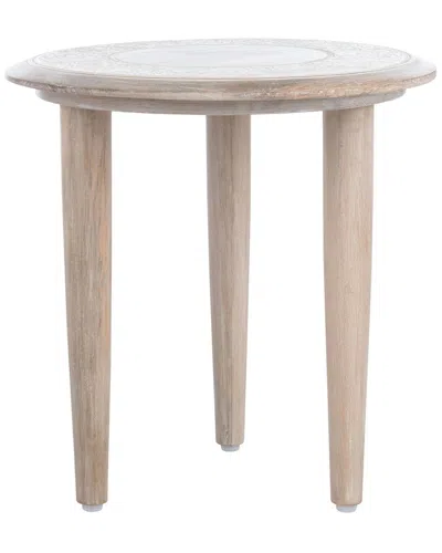 Safavieh Rehnuma Carved Side Table In Neutral