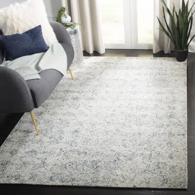 Safavieh Renaissance Hand Made Area Rug, Blue / Ivory Contemporary Style Non-shedding In White