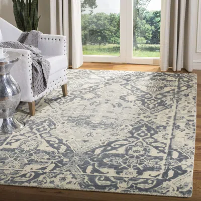 Safavieh Restoration Vintage Hand Made Area Rug, Charcoal / Ivory Traditional Style Non-shedding In Gray