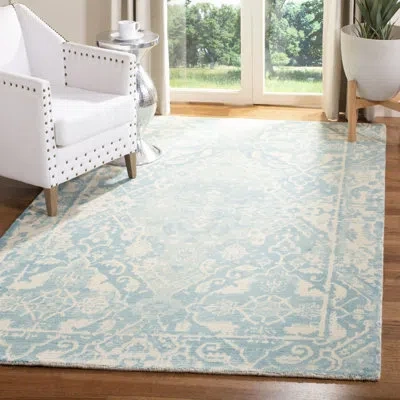 Safavieh Restoration Vintage Hand Tufted Wool Oriental Rug In Light Blue,ivory