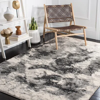 Safavieh Retro Machine Made Area Rug, Cream / Grey Contemporary Style Easy Care In Gray