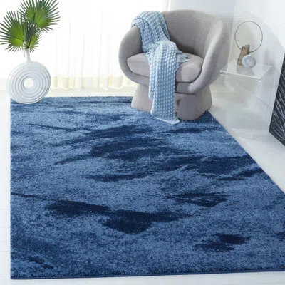 Safavieh Retro Machine Made Area Rug, Light Blue / Blue Contemporary Style Easy Care