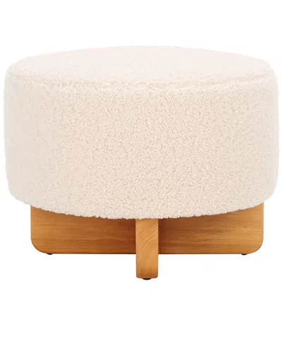 SAFAVIEH SAFAVIEH RIAH FAUX SHEARLING ROUND OTTOMAN