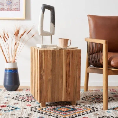 Safavieh Richmond Rustic Wood Block Round Square End Table In Brown