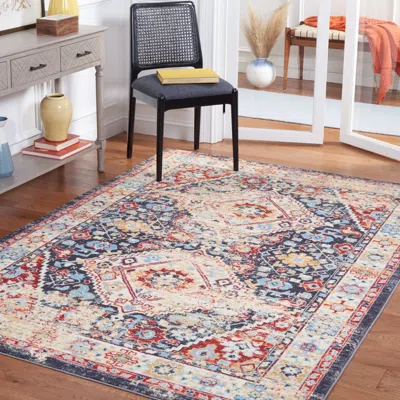 Safavieh Riviera Non-slip Machine Washable Area Rug, Charcoal / Gold Traditional Style Easy Care In Multi