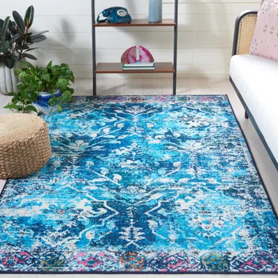 Safavieh Riviera Non-slip Machine Washable Area Rug, Navy / Light Blue Bohemian Style Easy Care