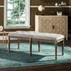 Safavieh Rocha 19''h French Brasserie Tufted Traditional Rustic Wood Bench