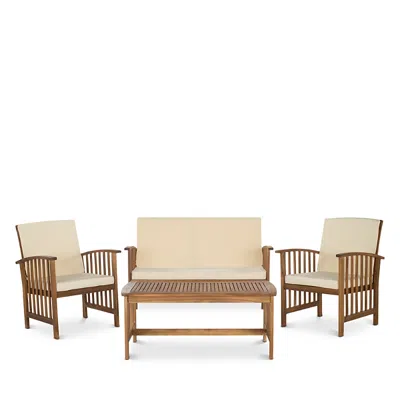 Safavieh Rocklin 4 Piece Outdoor Living Set In Natural