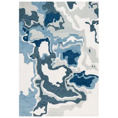 Safavieh Rodeo Drive Hand Tufted Wool Abstract Rug In Ivory;navy