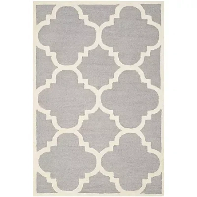 Safavieh Roger Geometric Hand Tufted Wool Rug In Silver
