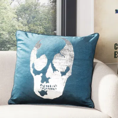 Safavieh Romey Skull Pillow In Blue