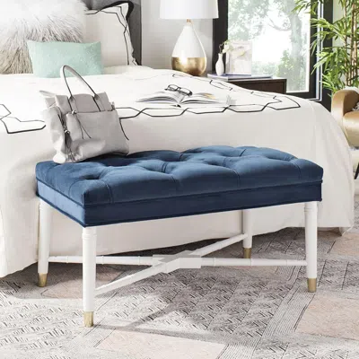 Safavieh Rory Contemporary Tufted Bench In Blue