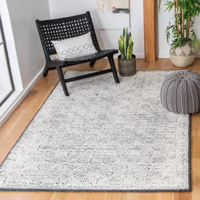 Safavieh Roslyn Hand Made Area Rug, Black / Ivory Transitional Style Non-shedding In Gray