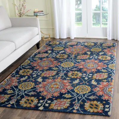 Safavieh Roslyn Hand Made Area Rug, Navy / Multi Traditional Style Non-shedding