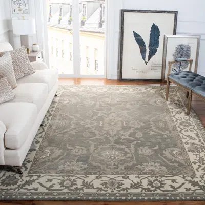 Safavieh Royalty Hand Made Area Rug, Grey / Cream Traditional Style Non-shedding In Gray