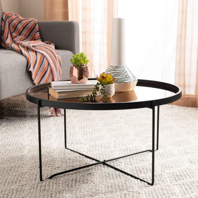 Safavieh Ruby Round Tray Top Coffee Table In Black