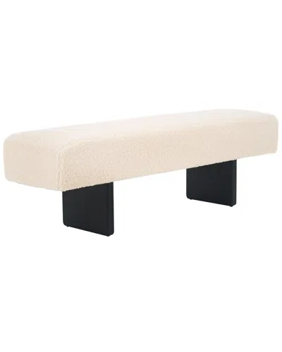 Safavieh Ryer Faux Shearling Bench In Neutral