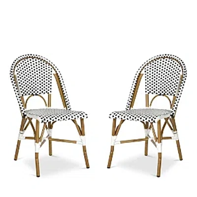 Safavieh Salcha Indoor-outdoor French Bistro Side Chair, Set Of Two In Black/white/light Brown