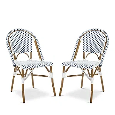 Safavieh Salcha Indoor-outdoor French Bistro Side Chair, Set Of Two In Blue/white/light Brown