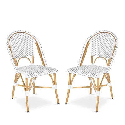 Safavieh Salcha Indoor-outdoor French Bistro Side Chair, Set Of Two In Gray/white/light Brown