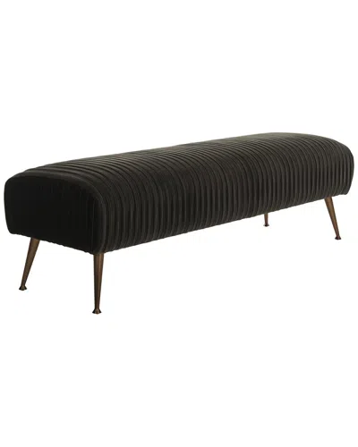 Safavieh Salome Velvet Bench With Antique Brass Legs In Grey