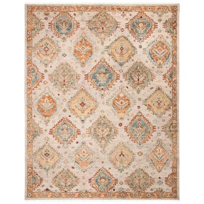 Safavieh Samarkand Hand Knotted Wool Geometric Rug In Beige;gold