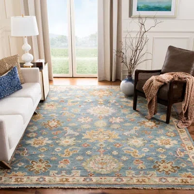 Safavieh Samarkand Hand Knotted Wool Oriental Rug In Blue