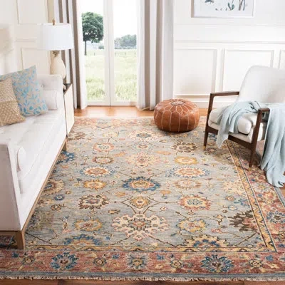 Safavieh Samarkand Hand Knotted Wool Oriental Rug In Grey,red