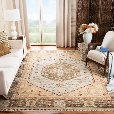 Safavieh Samarkand Hand Knotted Wool Southwestern Rug In Blue;brown