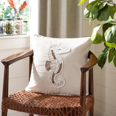 Safavieh Sanden Seahorse Throw Pillow In Metallic