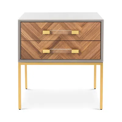 Safavieh Sanford Walnut 2-drawer Side Table In Light Gray
