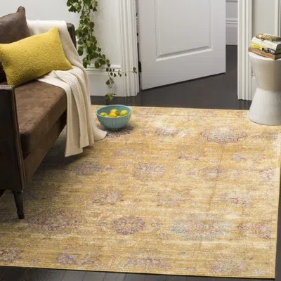 Safavieh Sasha Viscose Floral Rug In Gold In Gold,multi
